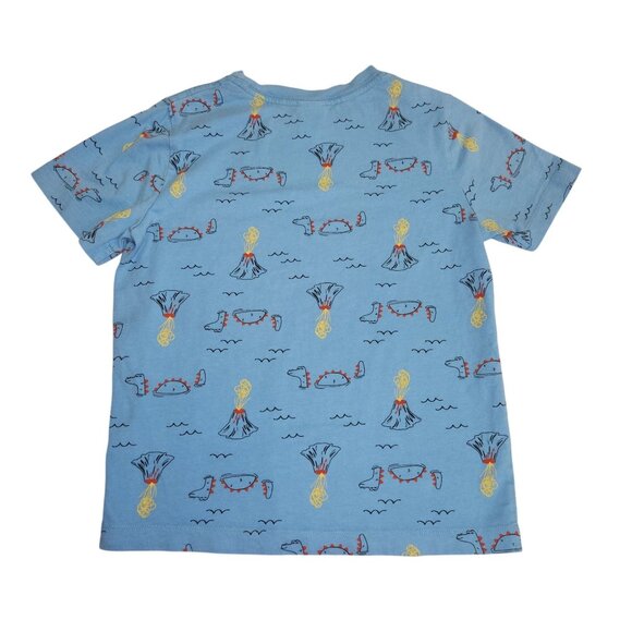 Hanna Andersson Boy Blue Volcano & Dinosaur Organic Cotton T-Shirt US 8 2458 - Picture 2 of 5